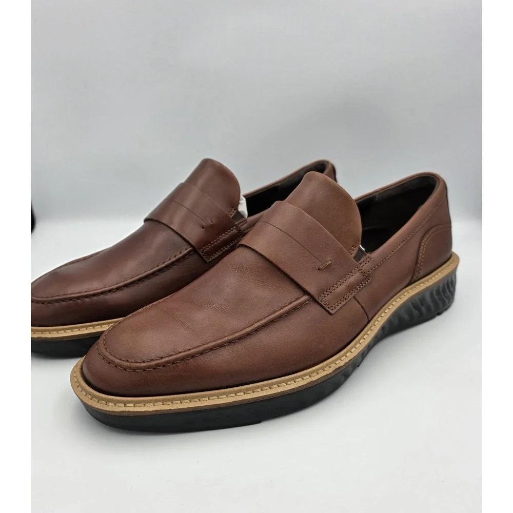 ECCO ST.1 Hybrid Penny Loafer Leather Shoes SlipOn Cognac Brown Mens Sz 13-13.5